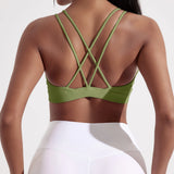 Solid Color Cross Fitness Bra Soft High Strength Women Tight Sport Top Comprehensive Training Gym Yoga Underwear With Chest Pad