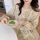 Four Seasons Can Wear Korean Style Floral Women's Pajamas Tops and Pants Summer Student Sleepwear Homewear Girl Sweet Nightwear