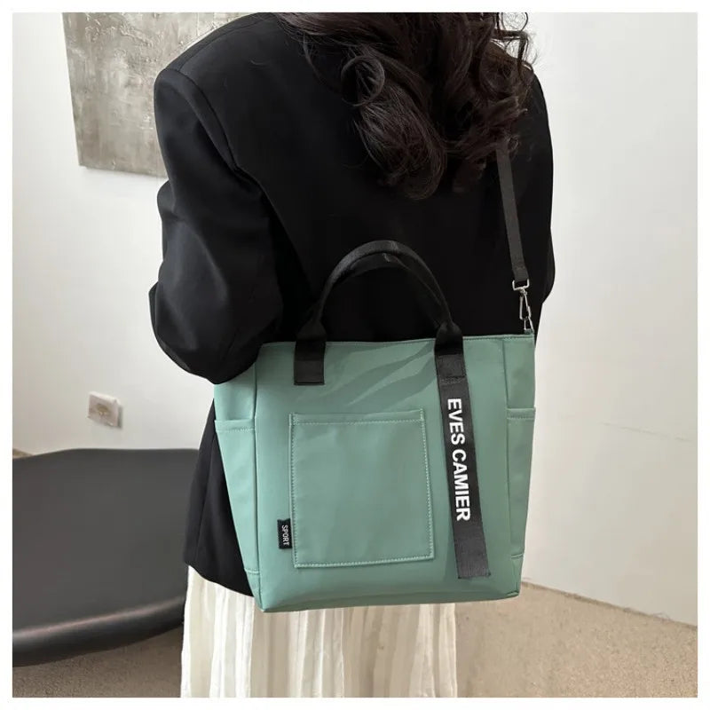 Trending Women Waterproof Nylon Tote Bag Large Capacity Lightweight Crossbody Bag for Student Work Travel Gym