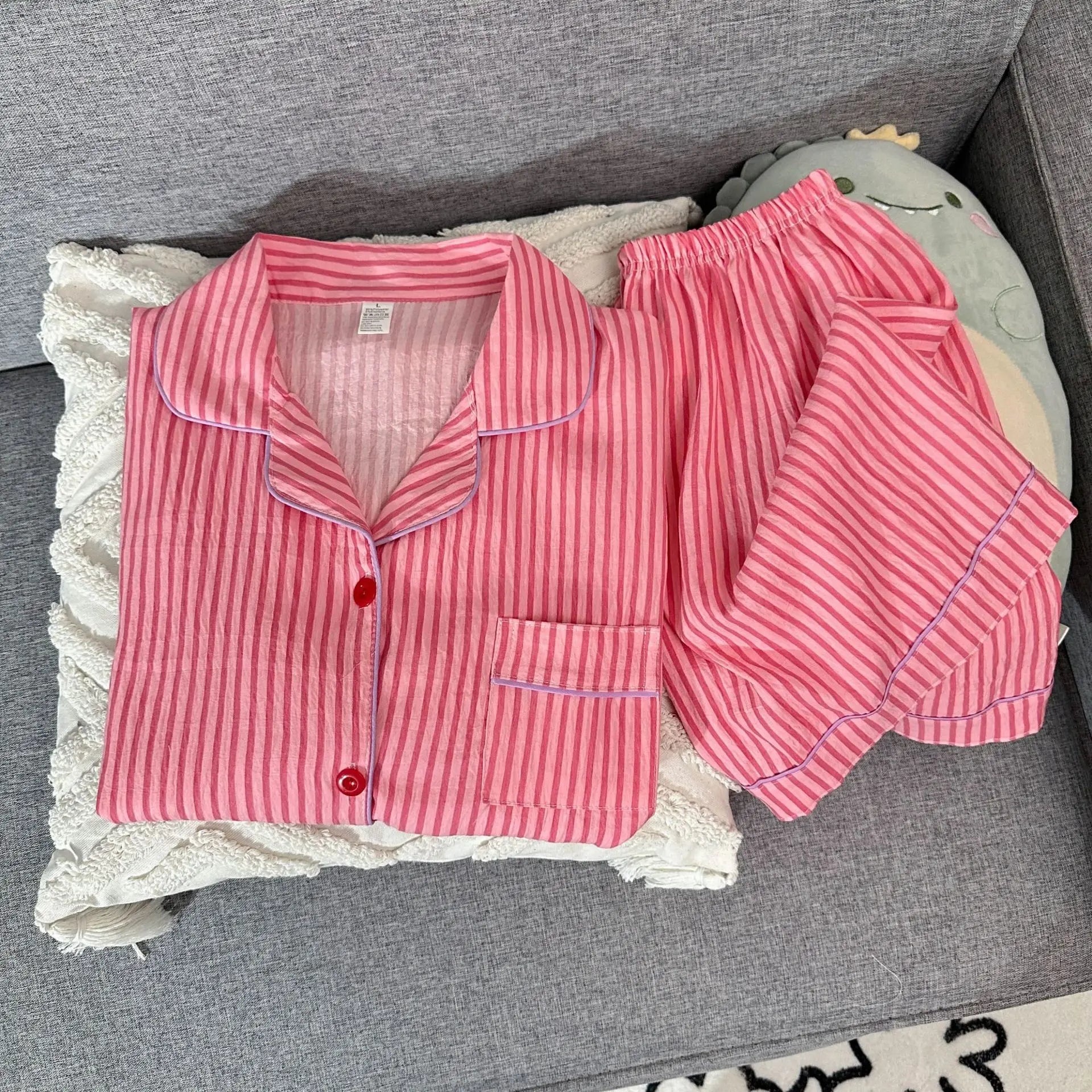 Women's sleepwear, summer short sleeved shorts, breathable and comfortable set, lapel cardigan, home clothes can be worn outside