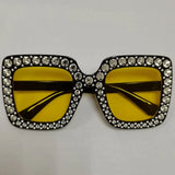 Diamond Oversized Sunglasses Big Square Frame Sunglasses UV400 Crystal Eyewear Retro Rhinestone Frames Eyeglasses