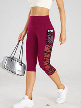 High Waist Yoga Crop Pants Leggings With Pockets Sports Fitness Casual Tight Yoga Pants Side Cross Mesh Stitch Capri Leggings