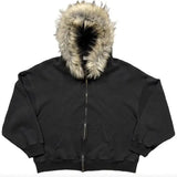 Autumn/Winter Y2k Women Aesthetic Harajuku Faux Fur Collar Hoodies Clothes Graphic Hip Hop Punk Gothic Zip Up Hoodies 2025 new