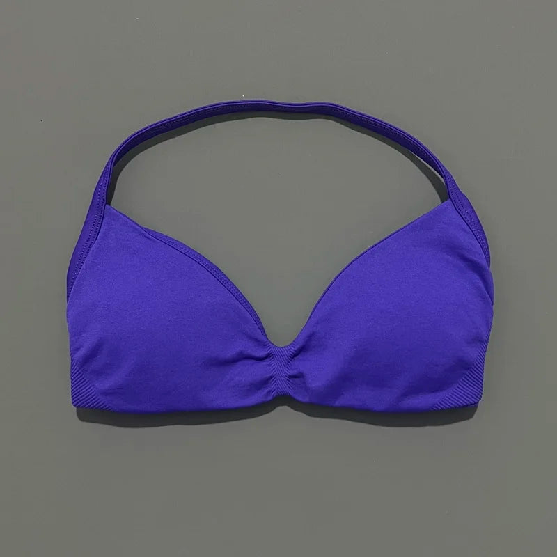 HISTELLO Impact Strappy Bra Women Seamless Gym Underwear High Support Halter Sexy Sports Clothing Push-up Yoga Workout Tank Top
