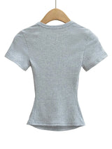 Summer square neck high elasticity crop top women's short sleeved sexy top slim fit pullover base shirt