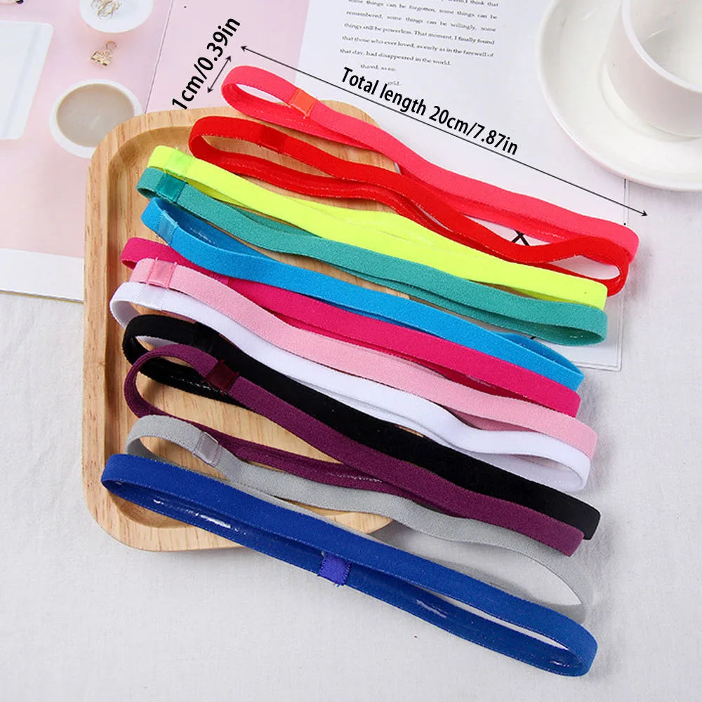 3pcs Elastic Absorbent Sweat Bands Solid Thicken Non-Slip Sports Outdoor Headbands Hair Accessories Running Exercise