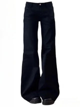 Normcore Y2K Baggy Black Denim Trouser Washed Vintage Casual Minimalist Pants Grunge High Waist Solid Color Street Retro Jeans