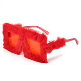 Y2K Oversized Plush Sunglasses Style Soft Fluffy Winter Shades Party Christmas Halloween Cosplay Novelty Glasses for Women