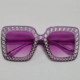 Diamond Oversized Sunglasses Big Square Frame Sunglasses UV400 Crystal Eyewear Retro Rhinestone Frames Eyeglasses