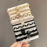 5/10/20pcs Simple Style Hair Tie Set Braided Hair Rope Heart Decor Scrunchies Elastic Ponytail Holder Hair Accessories For Women