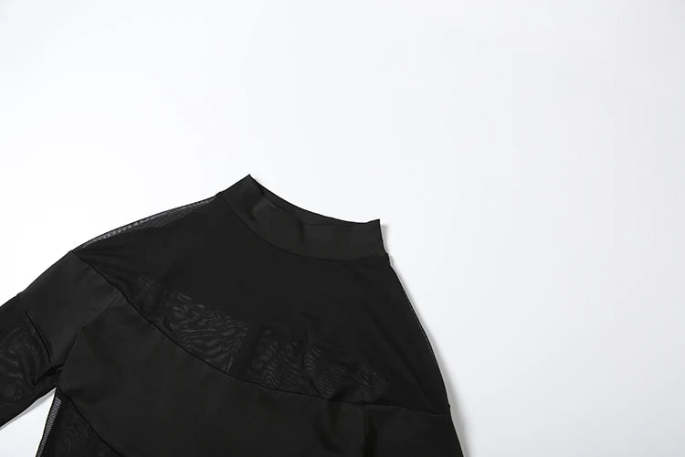 Weird Puss Coquette See Through Bodysuit Women Sexy Wild Mesh Hipster Patchwork Full Sleeve Midnight Stretch Street Clubwear