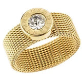 Personality Round Beads Ring Band Small Clear Crystal Zircon Waterproof Stainless Steel Rings Simple Granular Fine Jewelry