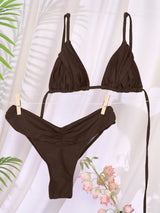 Sexy Folds Bikini Set Solid Micro Bikinis Women Swimsuit Female Triangle Swimwear Beach Wear Bathing Suit