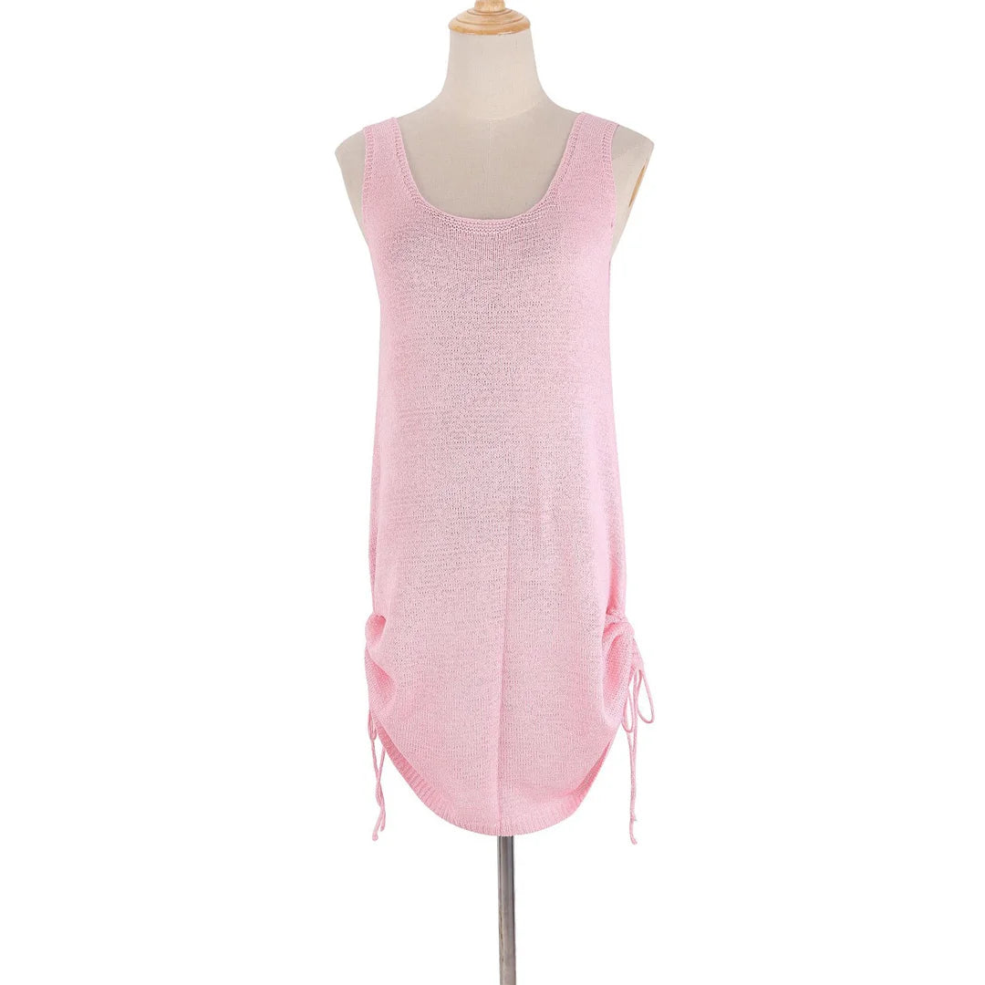 20 Colors Backless Lace Up Crochet Knitted Tunic Beach Cover Up Cover-ups Beach Dress Beach Wear Beachwear Female Women V5479
