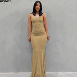 Satin Slip Sleeveless Backless Slim Sexy Maxi Dress 2022 Spring Women Party Y2K Concise Bodycon Elegant Dresses Female Clothing