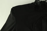 Lace Patchwork Hollow Out Bodycon Sheath High Collar Women Dresses Half Sleeves Outfits Sexy Club Fashion Female Mini Vestidos