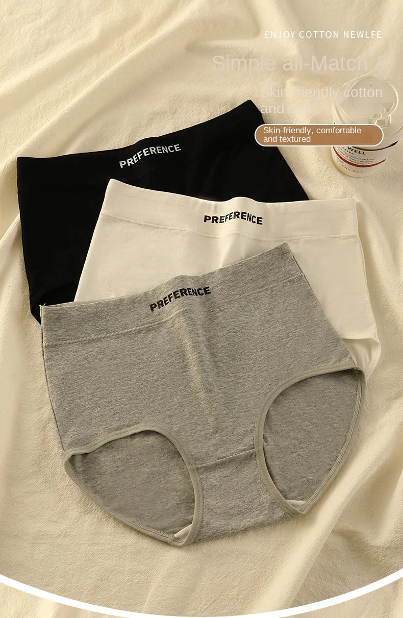 3PCS/set Color Panties Cotton Women Comfortable High-waist Underwear Soft Lingerie Breathable Female Panty Fitness Sports Briefs