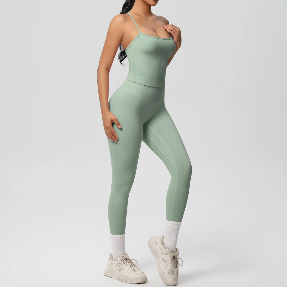 Halter Yoga Top Set Fitness Gym Suit Training Sleeveless Sport Gym Tops Crossover Back Sports Underwear  Tummy Control Slimming