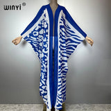 WINYI Africa Bohemia Print Kimonos Loose Dresses for Woman Cardigans Beach Outfits Kaftan Beach Cover Up Evening Dress Maxi Coat