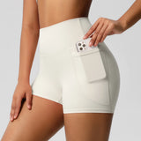 Women Sports Short With PocketedYoga Legging Shorts Squat Proof High Waist Fitness Tight Shorts Quick Drying Cycling Workout Gym