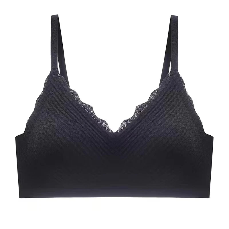 New Top Lace Seamless Women's Underwear Small Chest Gathered Non-slip No Steel Ring Sexy Sling Beautiful Back Bra Thin Section
