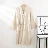 Kimono Robes for Men's and Women's Sleepwear Cotton Yarn Bathrobe Tied Cardigan Thin Home Clothes Couple's Robes