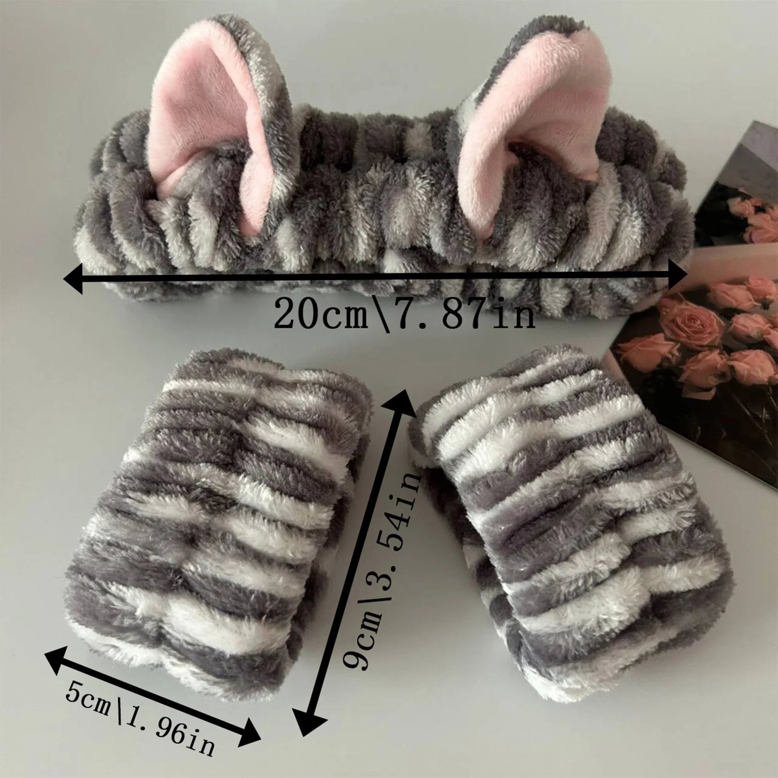 Cute Cat Ears Headband And Wristbands Plush Headband Washing Face Hairbands Suitable For Women And Men Home Casual Headwear
