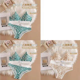 1/3/8Pcs Seamless Bra Set Low Waist Panties Leopard Bralette Sexy Lingerie Set Vneck Sport Brassiere Female Cotton Underwear Set