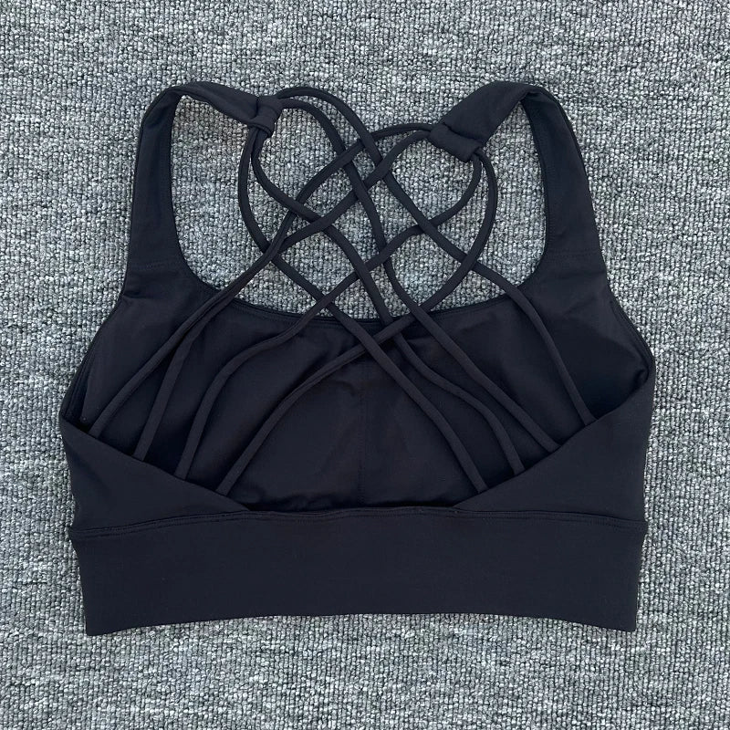 New Fitness Sports Bra for Women Push Up Cross Back Shockproof Running Gym Training Workout Yoga Underwear Crop Tops