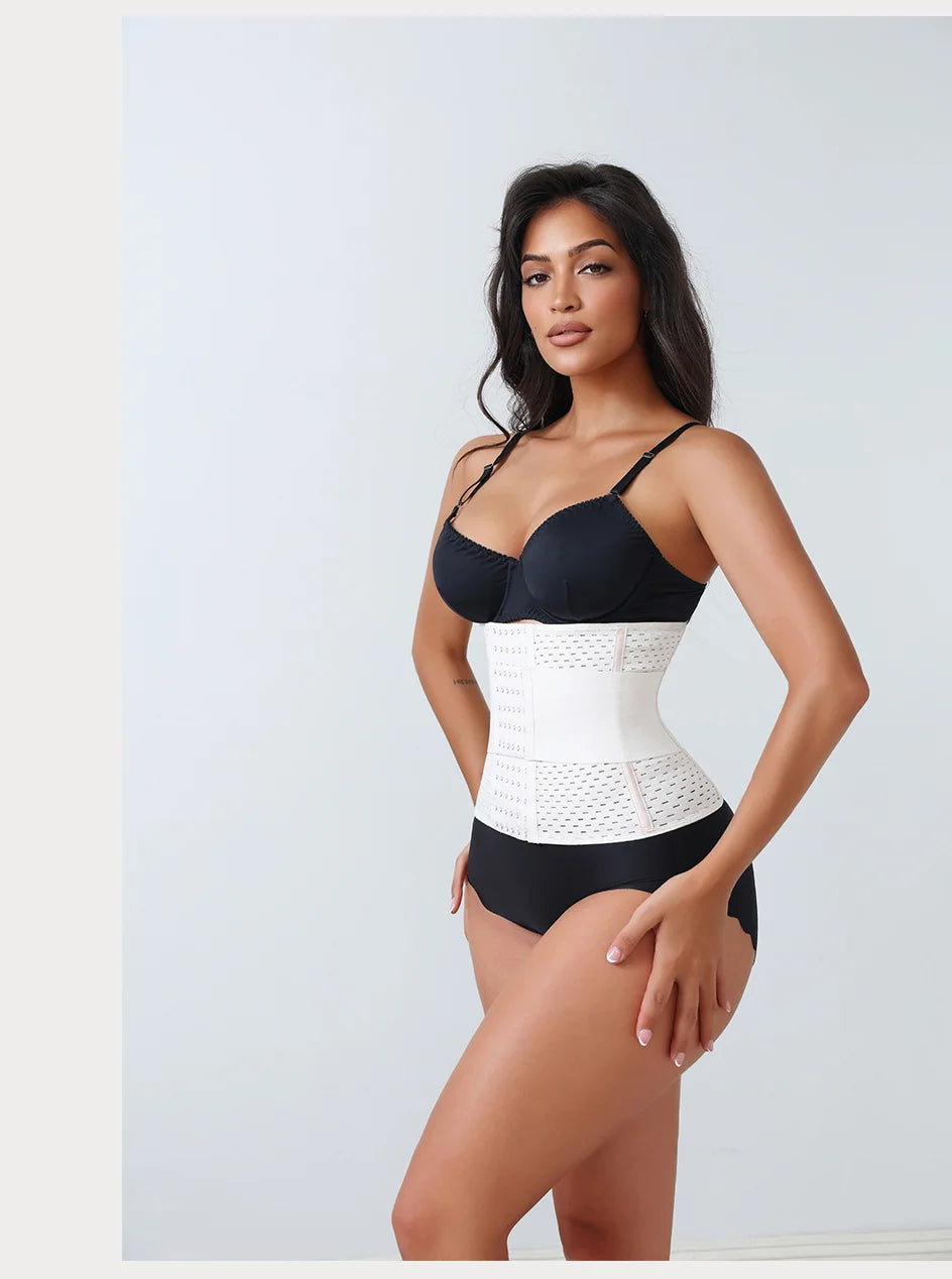 New Adjustable Waist Trainer for Women Double Belts Neoprene Corset with Zipper Workout Cincher for Tummy Control & Back Support
