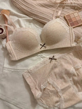 Teenage Sexy Lace Floral Bra Set Comfortable Non-steel Ring Beauty Back Small Breasts Gathered up Support Anti-Sagging Bra Set