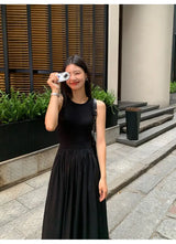 New Vintage Holiday Style Black Midi Dress Dresses for Women Clothing O Neck Office Lady Casual Pockets Women's Clothing