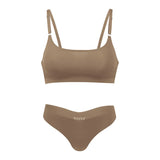 2026 Hot Sale High Quality Latest Design Us Size Stylish Solid Ice Silk Seamless Wireless Bras And Women Underwear Set