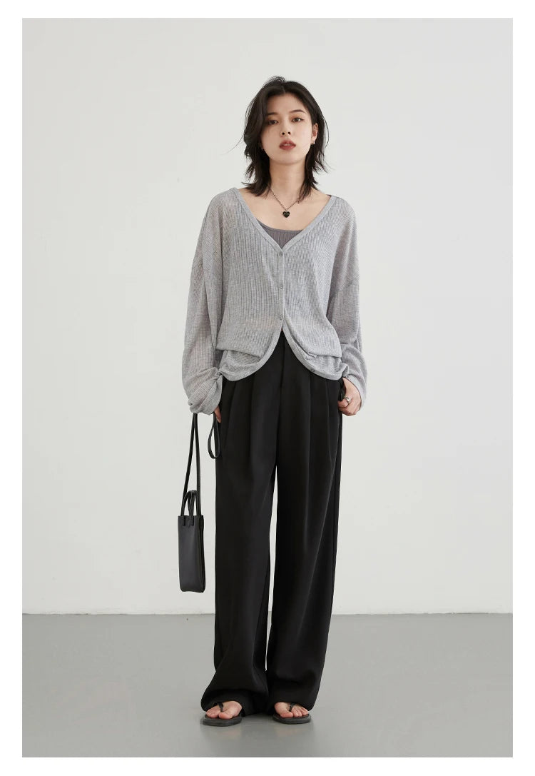 CHIC VEN Women's Cardigan New V-neck Long Sleeved Female Shirt Female Jumpers Sun Protection Woman Top Spring Summer 2026