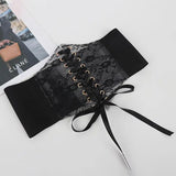 Fashion Women Waist Corset Flower Embroidery Elastic Waistband Black White Red Pink Wide Lace Slimming Body Belts Cummerbunds
