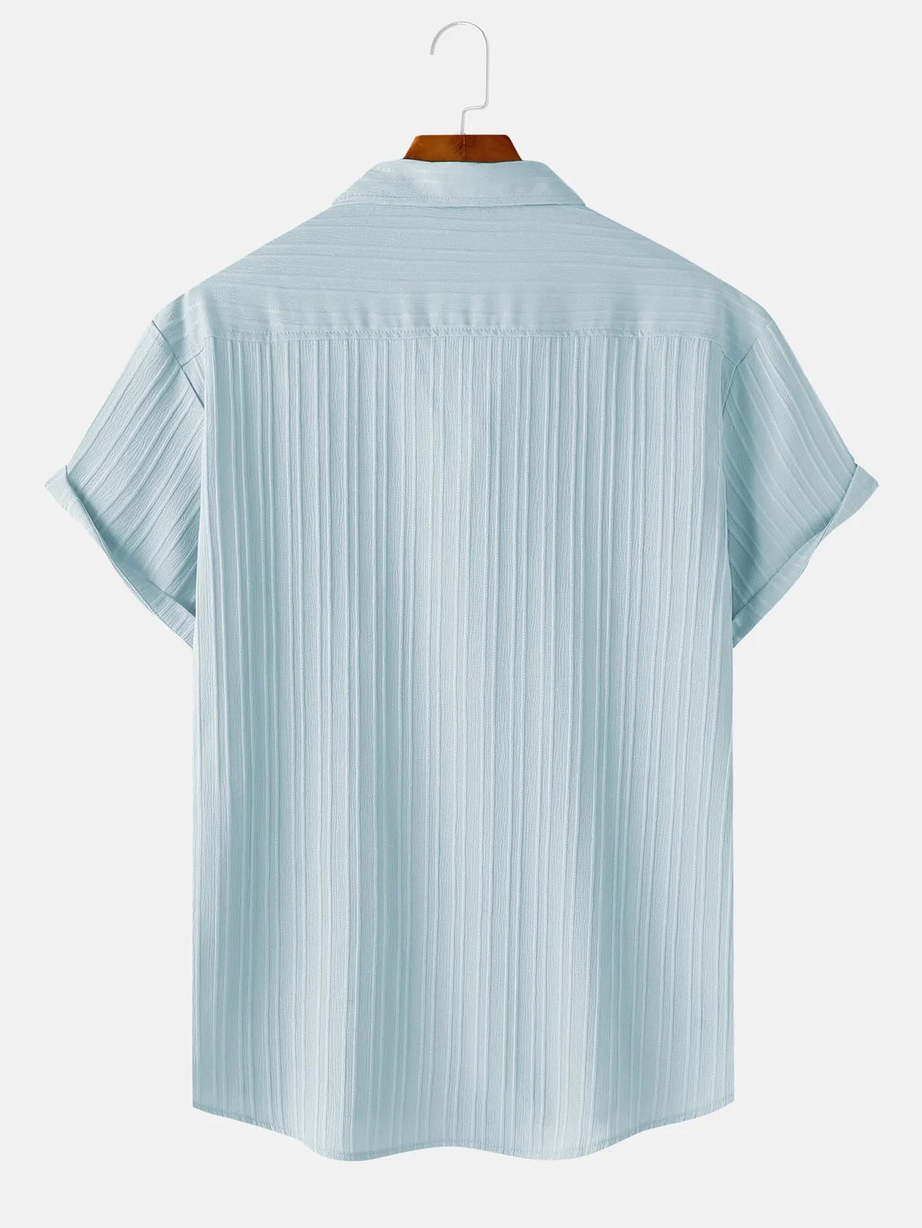 Men's  Comfortable Shirt Summer Beach Men's Shirt   Men's Short Sleeve Shirts  Solid Color Casual Short Sleeve Shirt