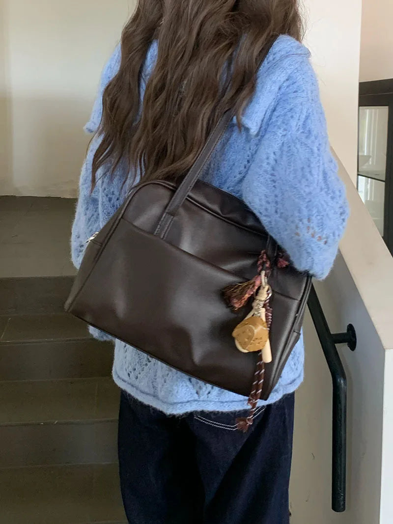 Korean Style Large Capacity Single Shoulder Women's Bag Versatile Vintage Underarm Bag Autumn 2025 New Arrival Tote Bag