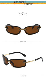 Rimless Y2K Style Sunglasses Rectangle Fashion Popular Women Men Shades Square Sun Glasses for Female Male Glasses Metal Frame