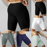 1pc Men Ice Silk Boxers Shorts Sports Long Leg Shorts Underwear Thin Seamless Anti-wear Panties Breathable Comfortable Underpant