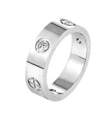 Personality Round Beads Ring Band Small Clear Crystal Zircon Waterproof Stainless Steel Rings Simple Granular Fine Jewelry