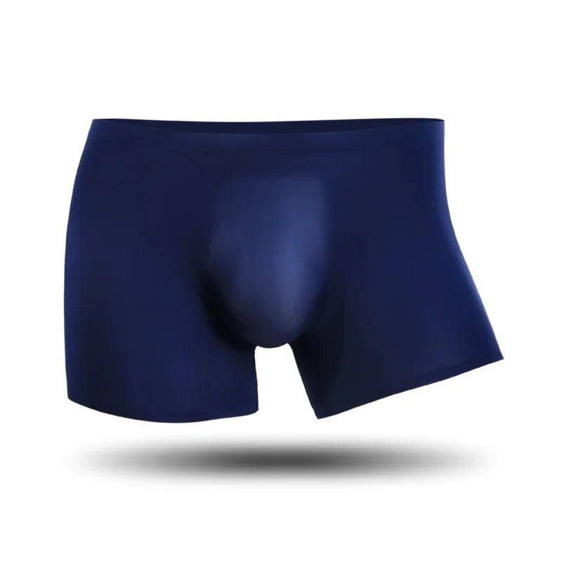 Men's 3D ice silk inner pants with seamless and ultra-thin design for the crotch, flat-leg style, breathable summer shorts