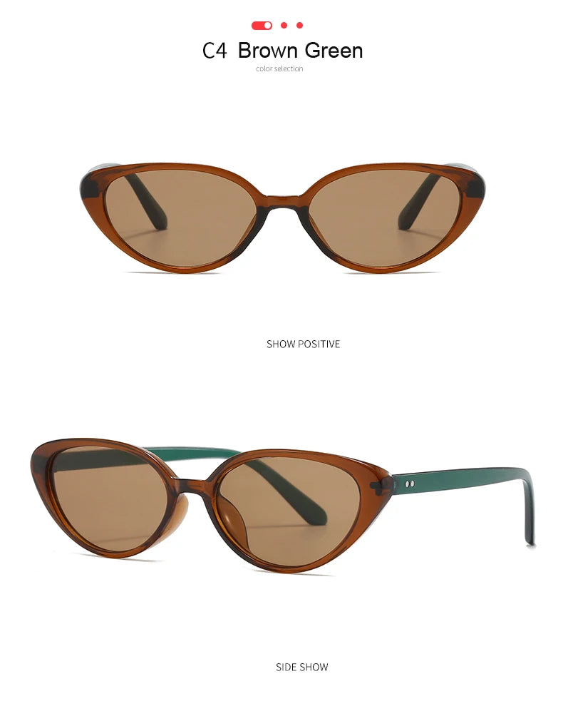 2pcs Retro Small Cat Eye Sunglasses for Women Men Rivet Design Fashion Triangle Sun Glasses Cute Style Multi Color Eyeglasses