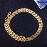 Fashion 18K Gold Necklace 2MM 16/18/20/22/24/26/28/30 Inch Side Chain Necklace For Women Men Jewelry 925 Silver Necklace