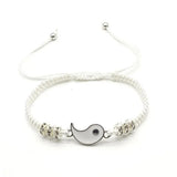 2 PC Jewelry Set Couple Black White Tai Chi Bracelet Rope Adjustable Chain Set Simple Style Daily Wear Jewelry