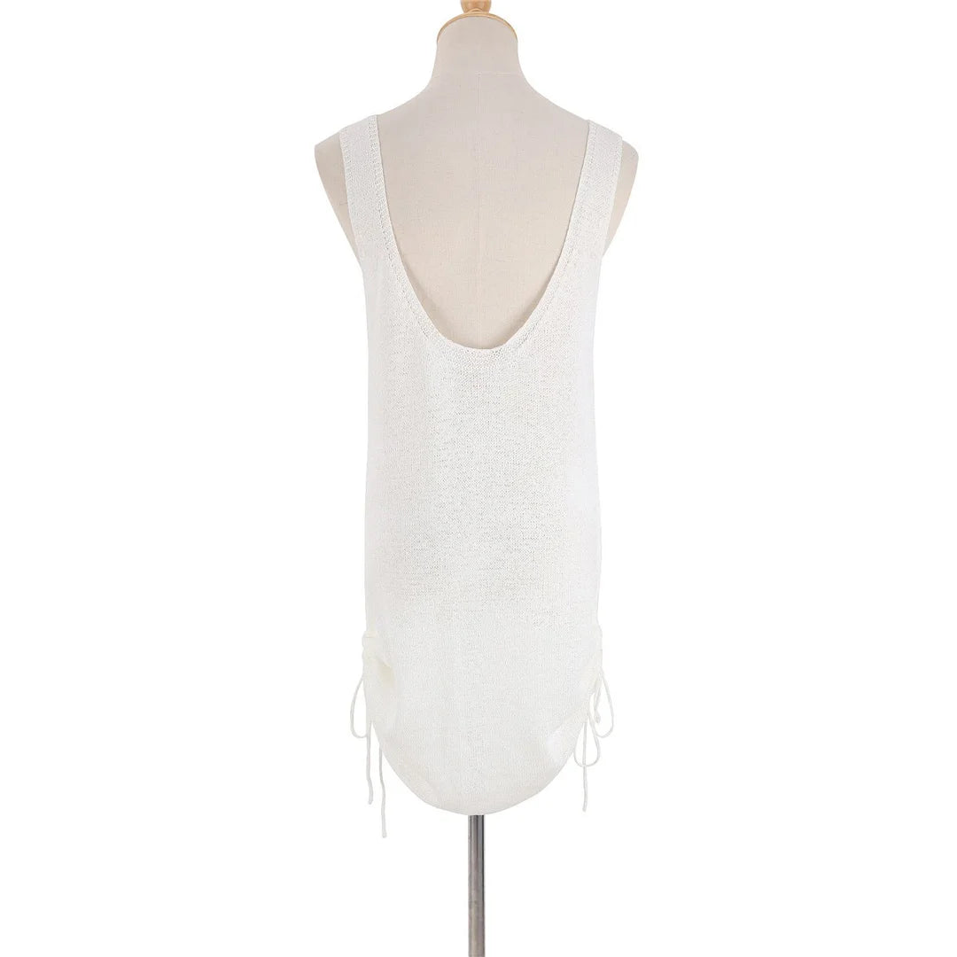 20 Colors Backless Lace Up Crochet Knitted Tunic Beach Cover Up Cover-ups Beach Dress Beach Wear Beachwear Female Women V5479