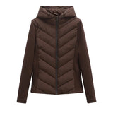 ETJ 2025 new  women's elegant fashion patchwork long sleeve standing collar hooded cotton jacket sport coat 8073227