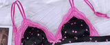 French Style Bralette No Underwire, Sexy Lace Trim Small Cup Lingerie, Cute 3-Piece Bra Set with Comfort Cup Shape Design S-xl