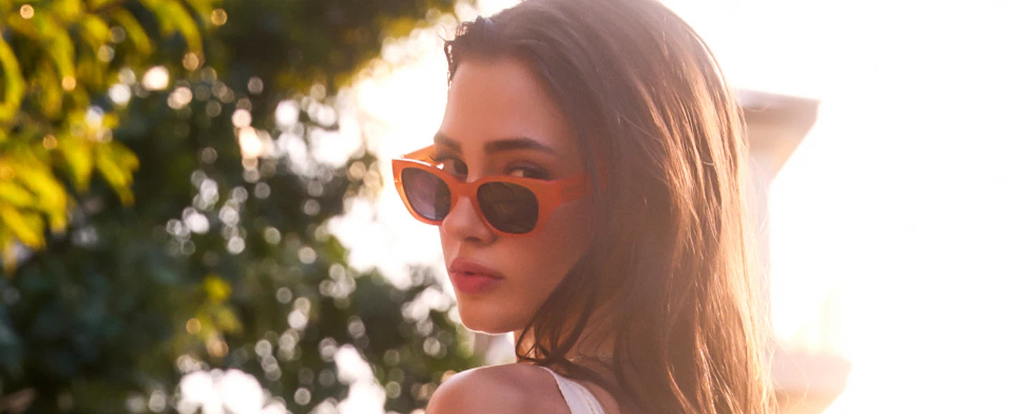 ZENOTTIC Cat Eye Narrow Retro Sunglasses for Women Polarized UV400 Sun Glasses for Small Face Trendy Shades
