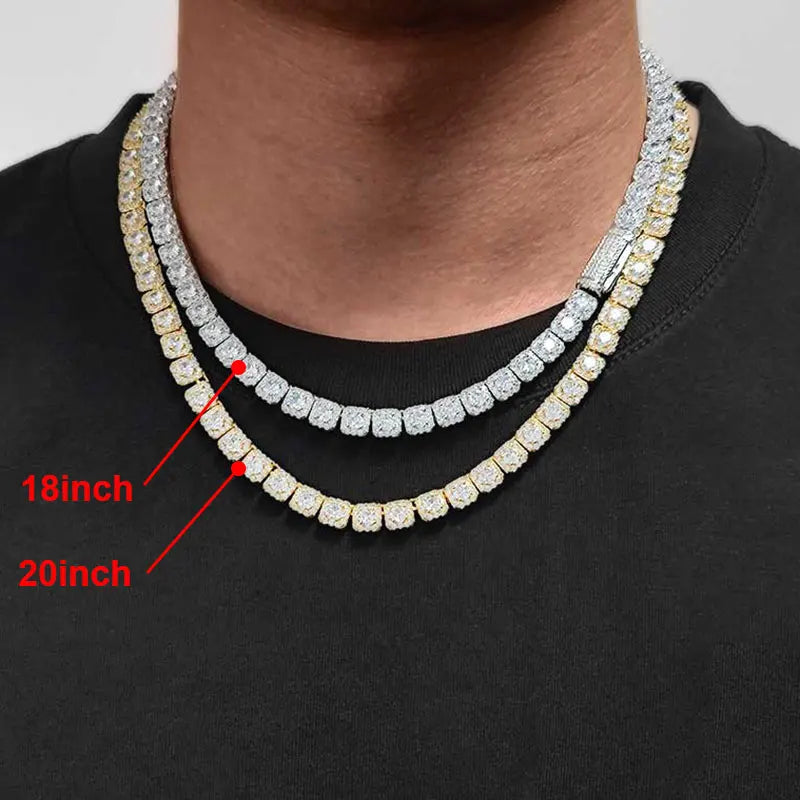 HHIOK Clustered Diamond Tennis Chain Miami Tennis Link Bracelet for Women 7MM Iced Out CZ Cuban Necklace Hip Hop Jewelry Gifts