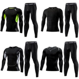 2Pcs Men Compression Sportswear Set Elastic Quick Fit Workout Jogging Training Yoga Fitness Tracksuit for Sports Exercise
